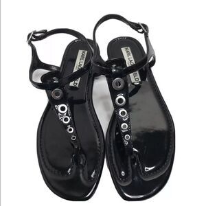 Karl Lagerfeld Paris Studded Sandals Black Patent